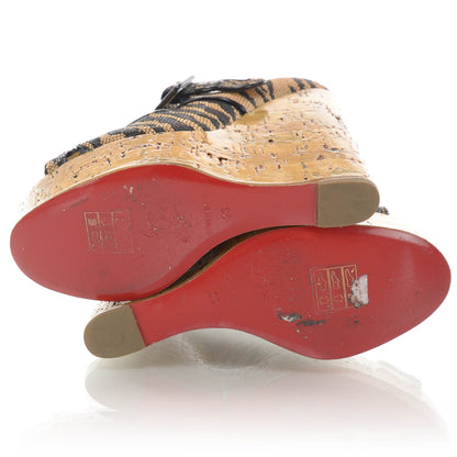 Christian Louboutin Melides 140 Panama Tiger Cork Wedges 36 4 of 6