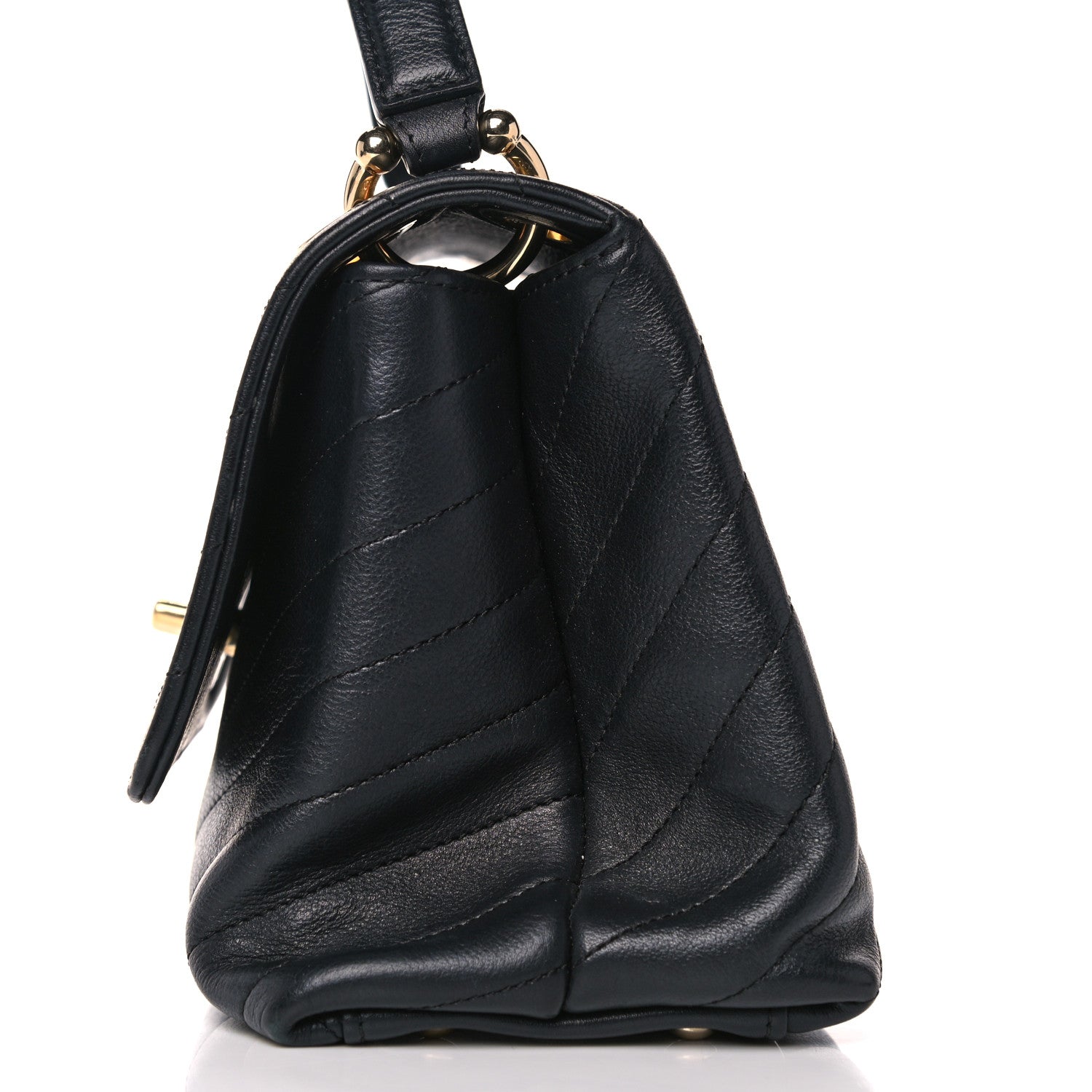 Chanel Grained Calfskin Small Chevron Chic Top Handle Flap Black 10 of 17