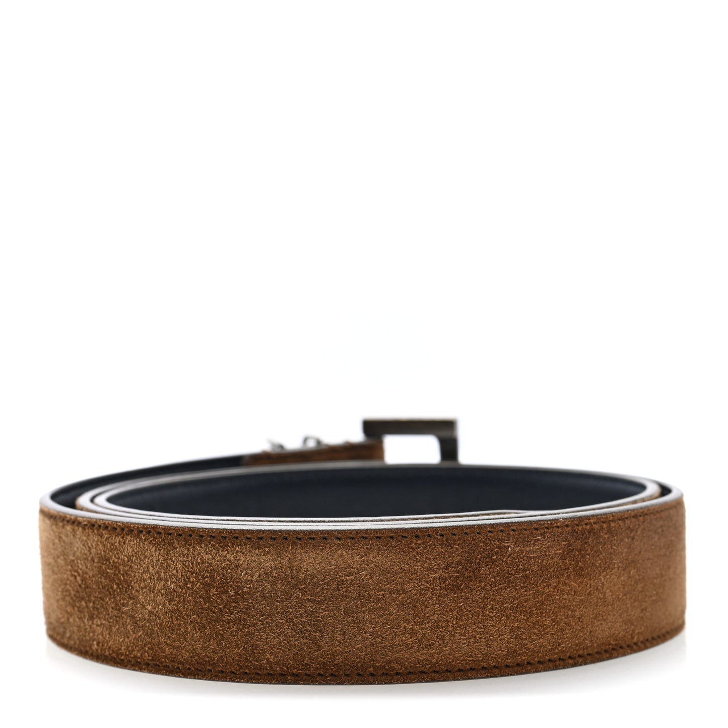 Suede Monogram Square Buckle Belt 95 38 Tan Bronze