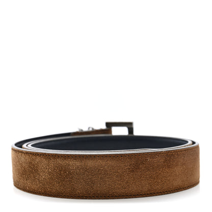 Saint Laurent Suede Monogram Square Buckle Belt 95 38 Tan Bronze 2 of 4