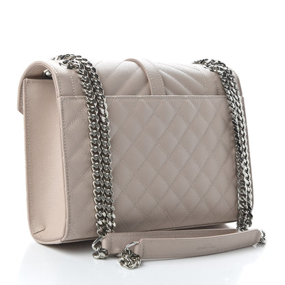 Saint Laurent Grain De Poudre Textured Mixed Matelasse Medium Triquilt Monogram Satchel Marble Pink 3 of 9