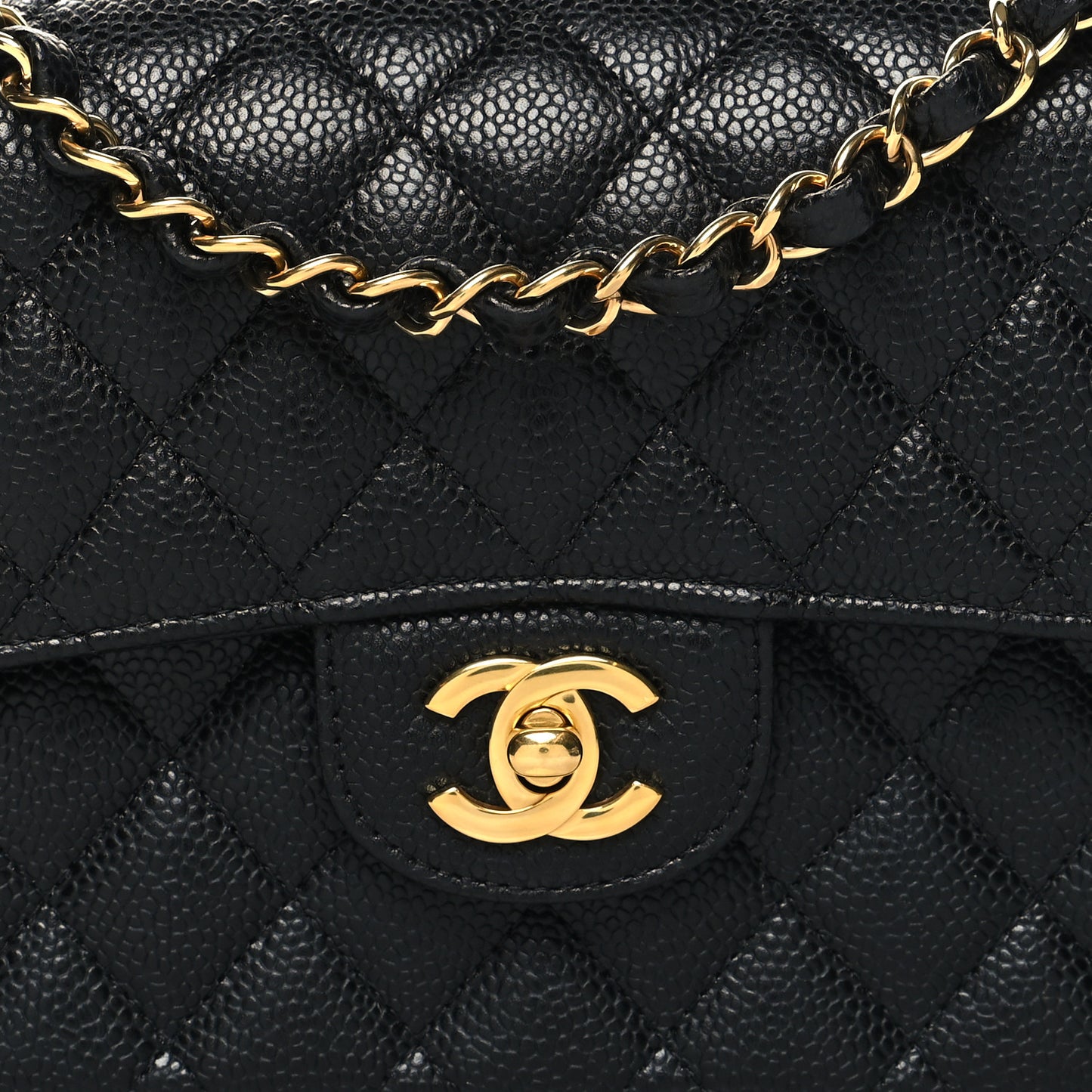 Caviar Quilted Small Double Flap Black