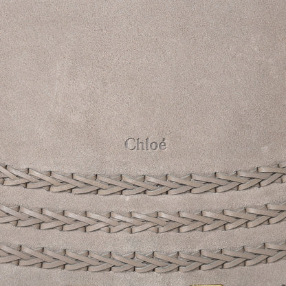 Chloe Suede Calfskin Braided Medium Marcie Satchel Motty Grey 9 of 10