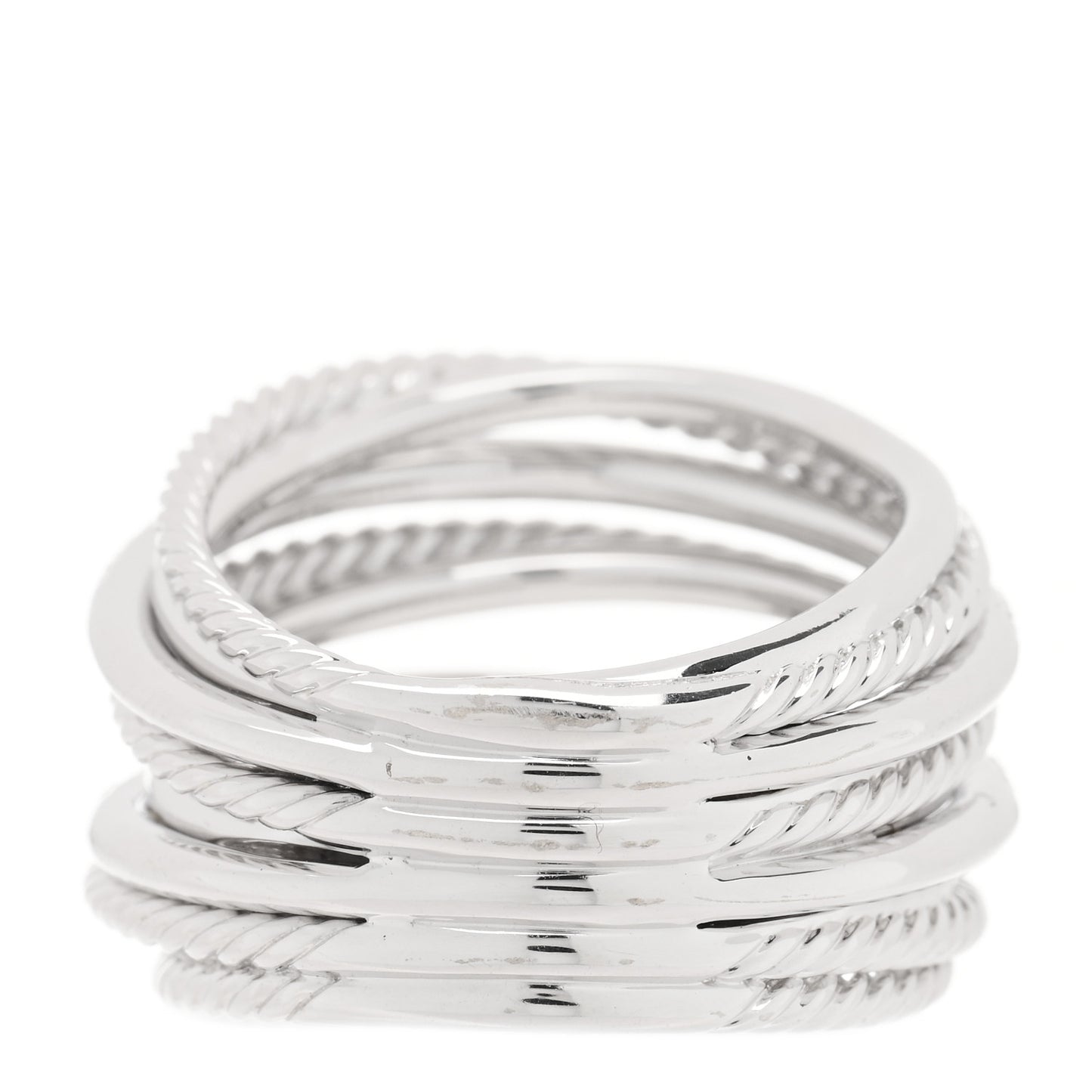 Sterling Silver Diamond 17.8mm Crossover Cable Ring 53 6.5