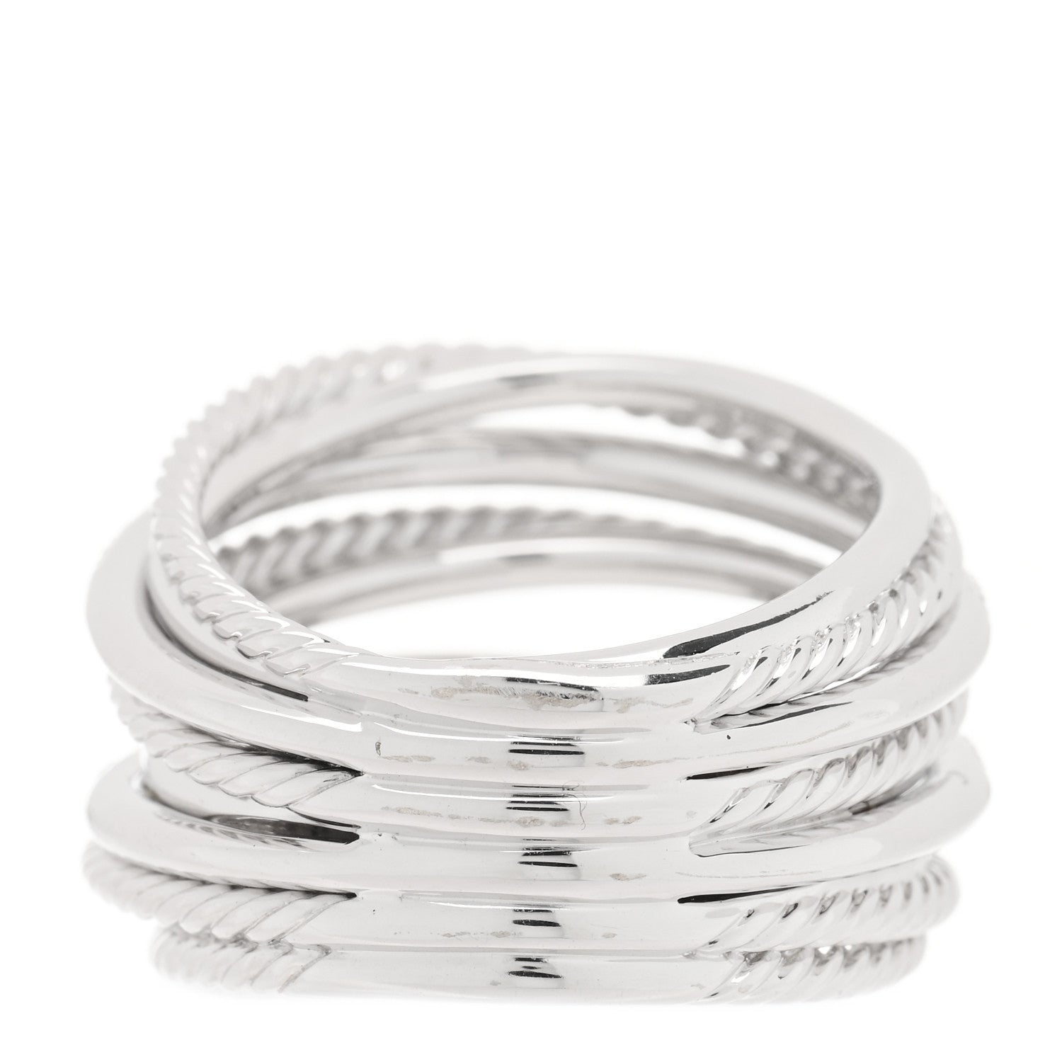 David Yurman Sterling Silver Diamond 17.8mm Crossover Cable Ring 53 6.5 3 of 4