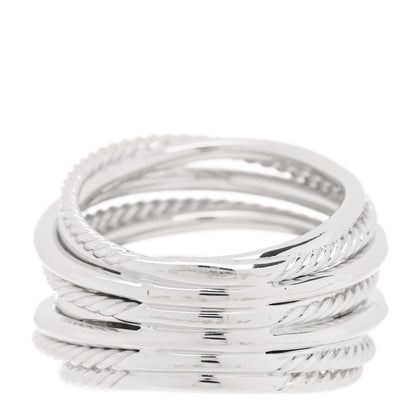 David Yurman Sterling Silver Diamond 17.8mm Crossover Cable Ring 53 6.5 3 of 4