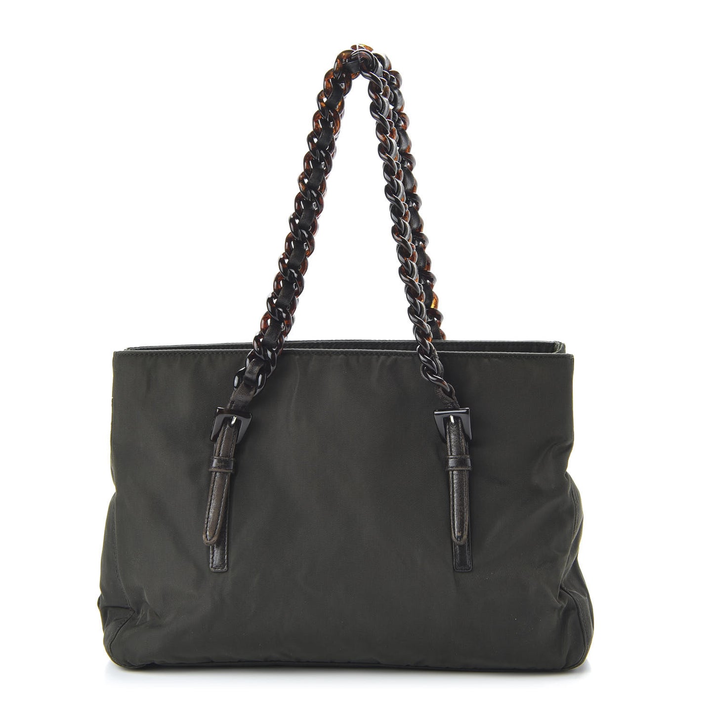 Tessuto Nylon Calfskin Chain Tote Mimetico