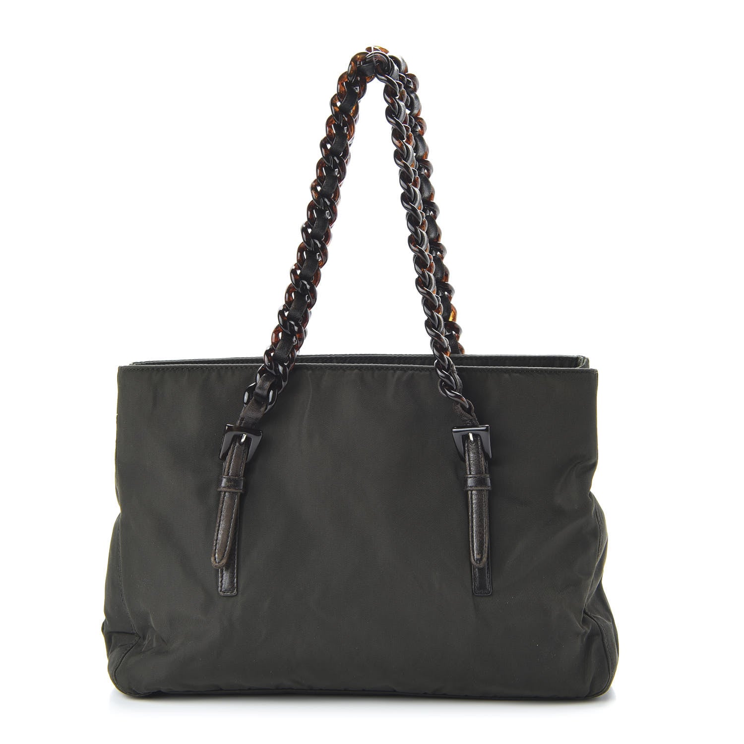 Prada Tessuto Nylon Calfskin Chain Tote Mimetico 1 of 9