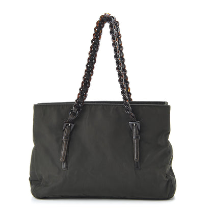Prada Tessuto Nylon Calfskin Chain Tote Mimetico 1 of 9