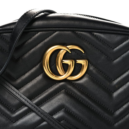 Gucci Calfskin Matelasse Small GG Marmont Chain Shoulder Bag Black 8 of 10