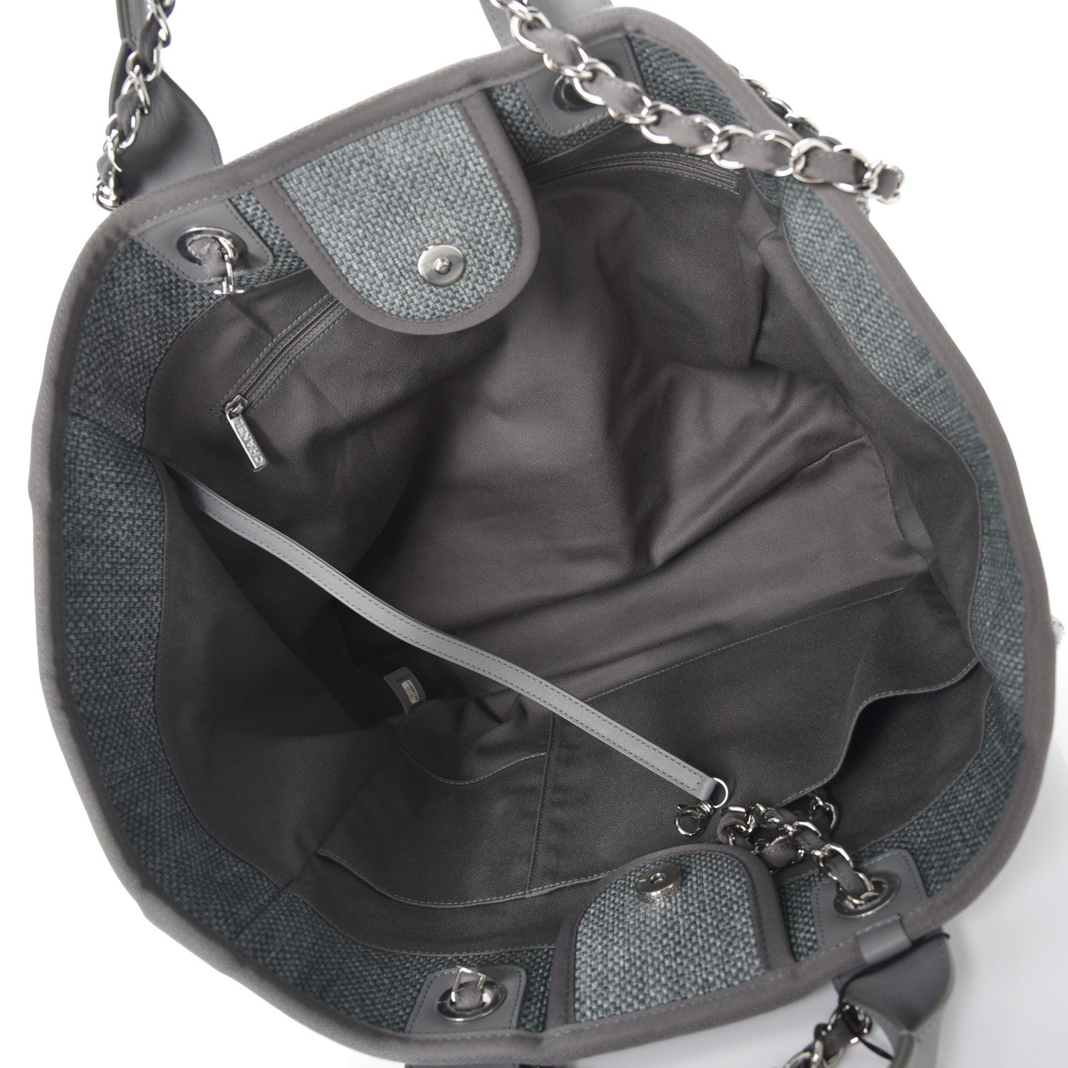 Chanel Woven Straw Raffia Large Deauville Tote Grey 6 of 9