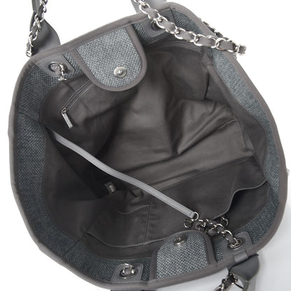 Chanel Woven Straw Raffia Large Deauville Tote Grey 6 of 9