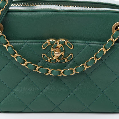 Chanel Goatskin Quilted Chain Infinity Camera Case Green 10 of 11