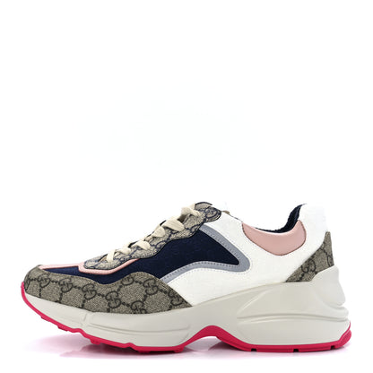Gucci GG Supreme Monogram Mix Monogram Womens Rhyton Sneakers 39.5 London Blue Beige Pale Pink 1 of 8