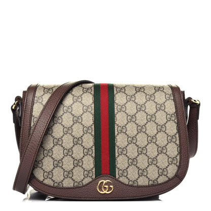 Gucci GG Supreme Monogram Web Small Ophidia Flap Messenger Bag Brown 1 of 15