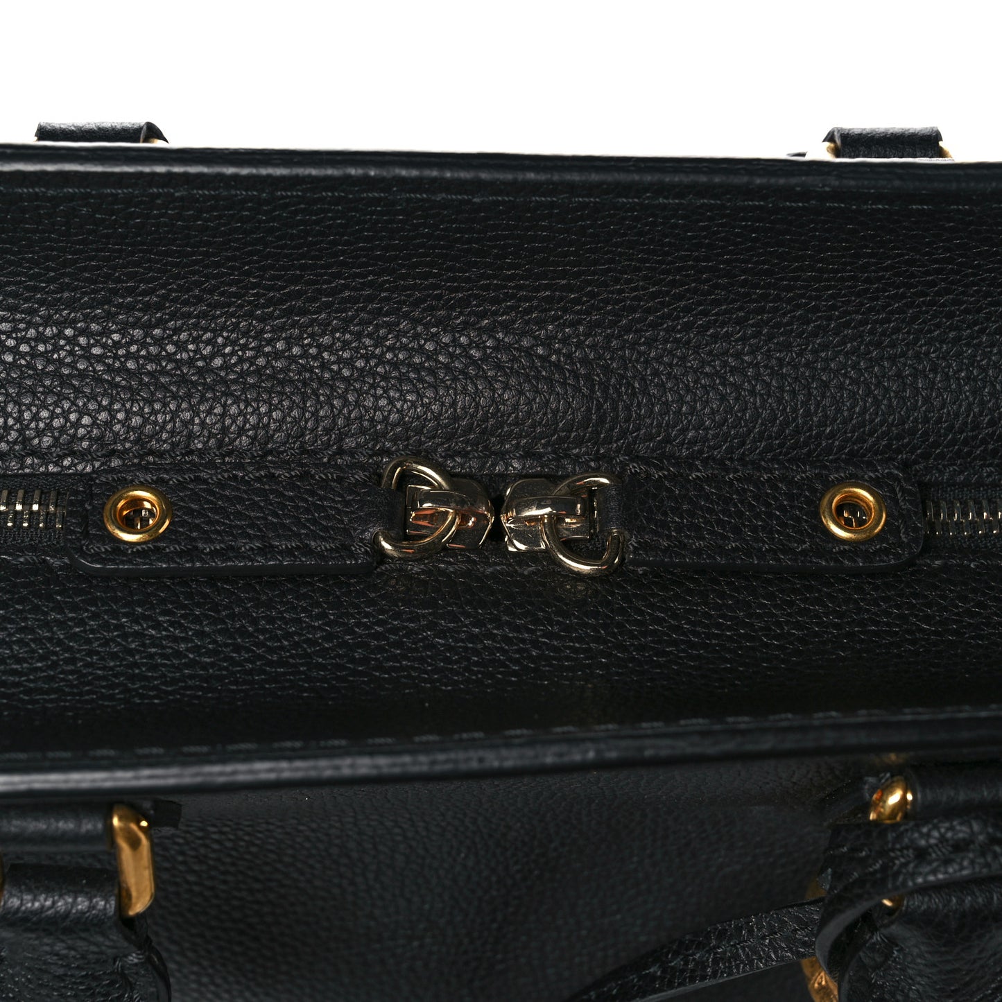 Pebbled Calfskin Small Skull Padlock Zip Around Tote Black