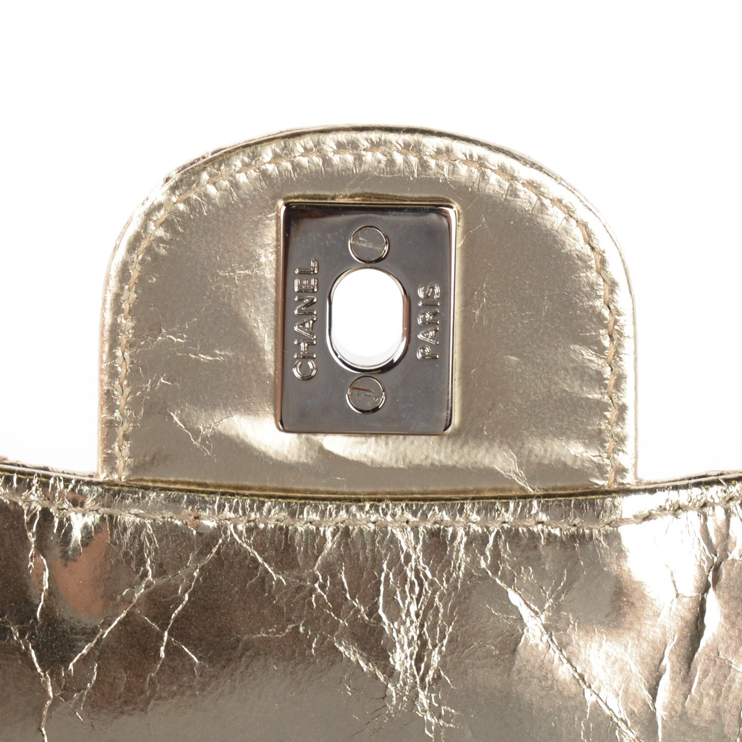 Chanel Metallic Crackled Calfskin Medium Clam's Pocket Flap Gold 8 of 8