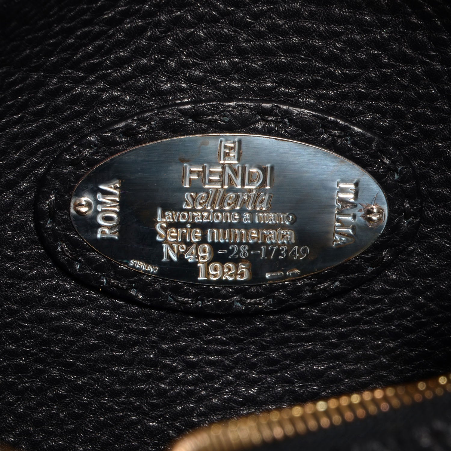 Fendi Calfskin Romano Selleria Shoulder Bag Black 6 of 7