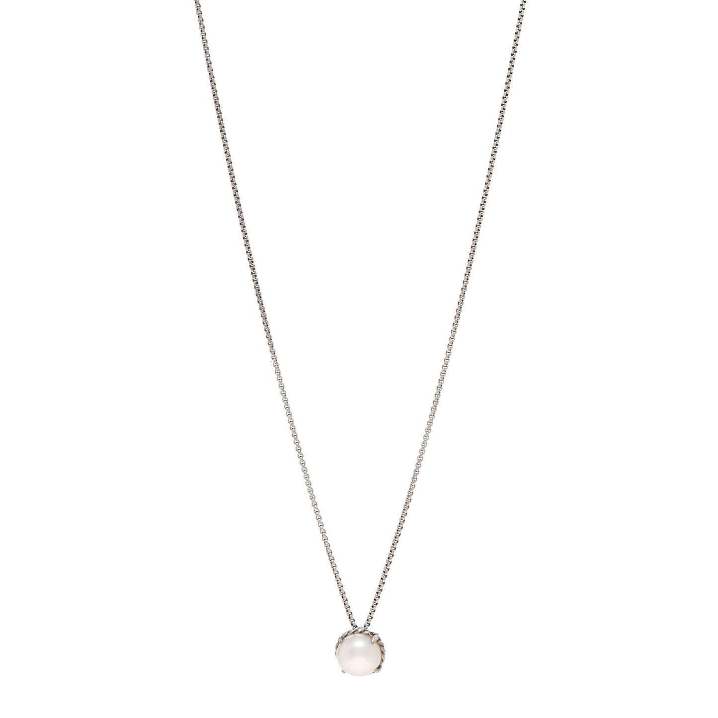 Sterling Silver Pearl 8mm Petite Chatelaine Pendant Necklace