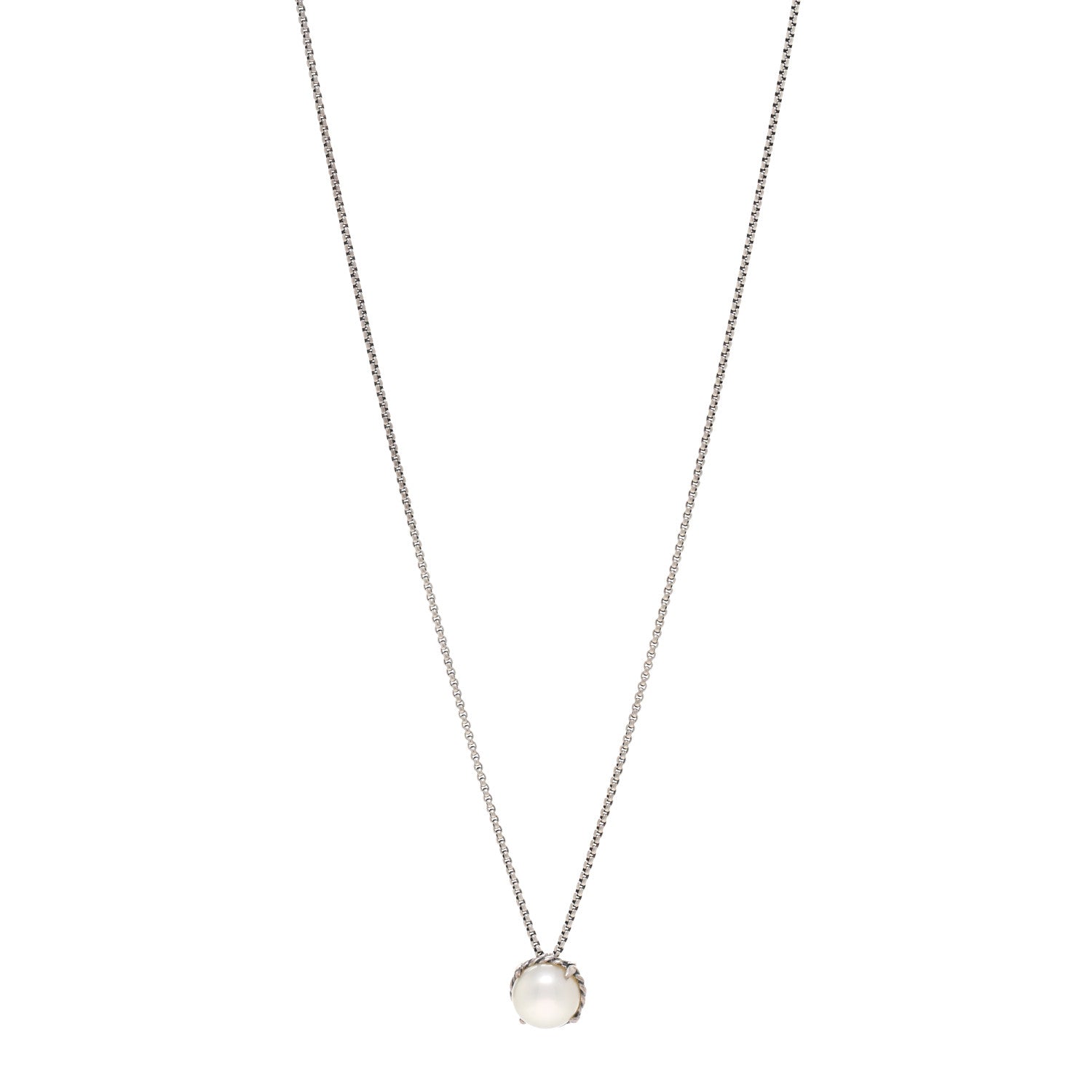 David Yurman Sterling Silver Pearl 8mm Petite Chatelaine Pendant Necklace 1 of 4