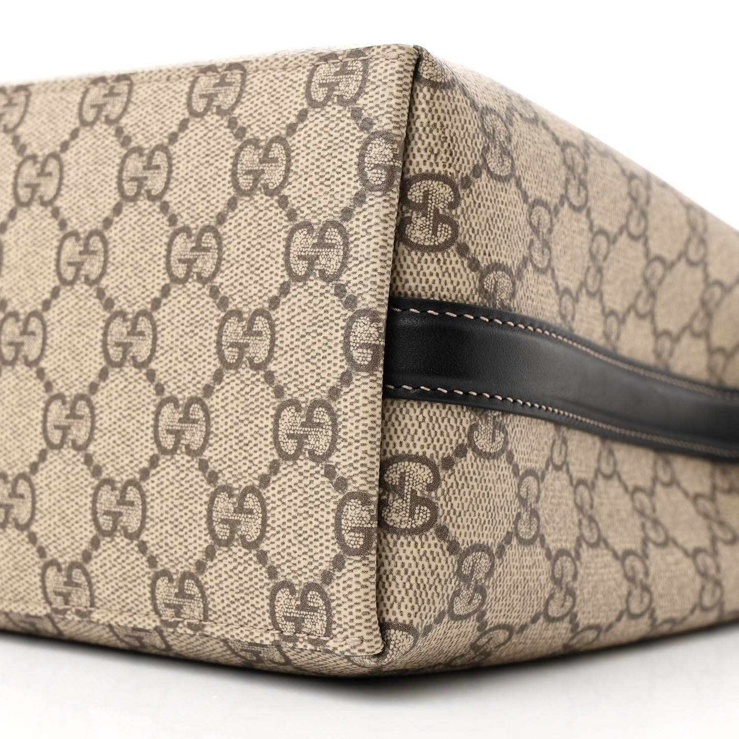 Gucci GG Supreme Monogram Emblem Mini Bucket Bag Beige Dark Brown Black 11 of 12