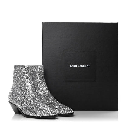 Saint Laurent Glitter Calfskin West 45 Boots 36.5 Silver 10 of 10