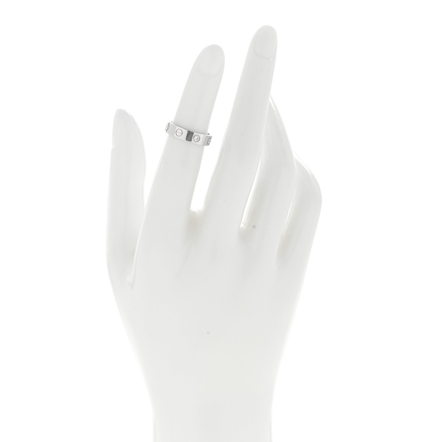 Cartier 18K White Gold Diamond 4mm LOVE Wedding Band Ring 46 3.75 2 of 4