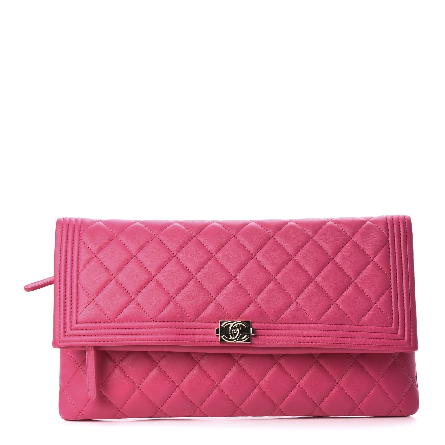 Lambskin Quilted Beauty CC Boy Clutch Fuchsia