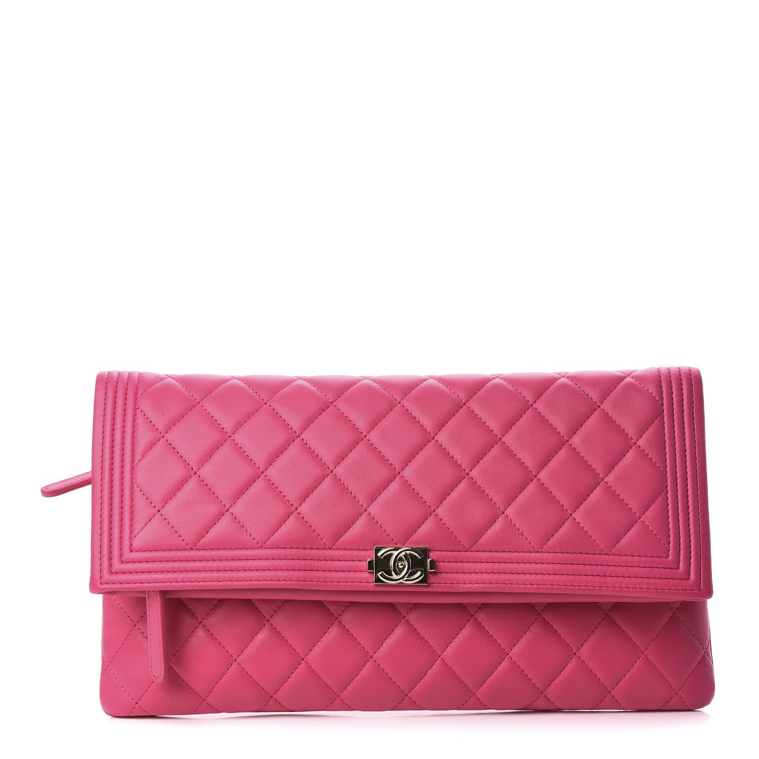 Chanel Lambskin Quilted Beauty CC Boy Clutch Fuchsia 1 of 8