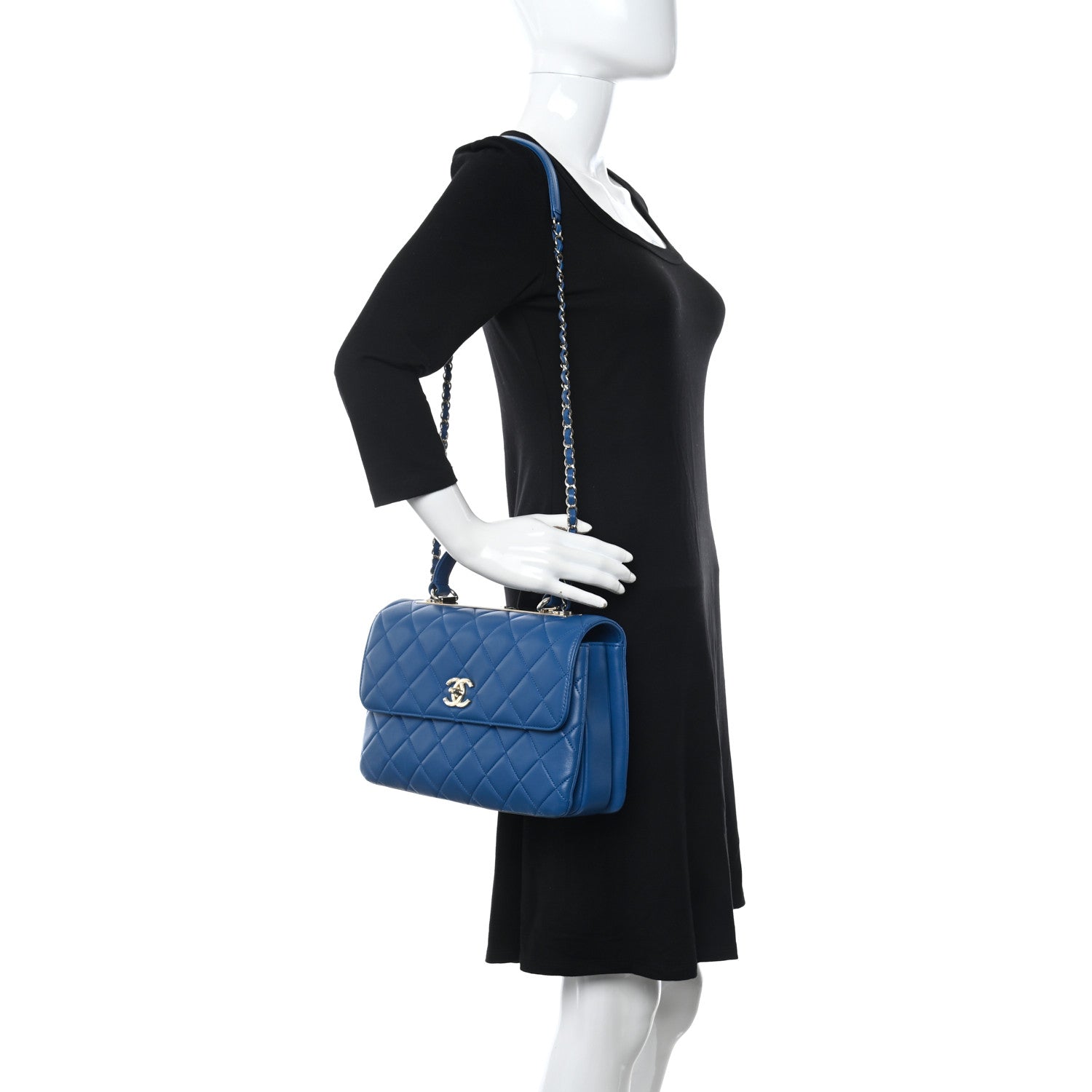 Chanel Lambskin Quilted Medium Trendy CC Flap Dual Handle Bag Dark Blue 2 of 11