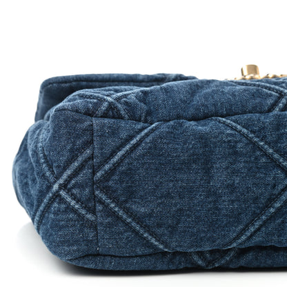 Chanel Denim Quilted Large Chanel 19 Flap Blue 6 of 9