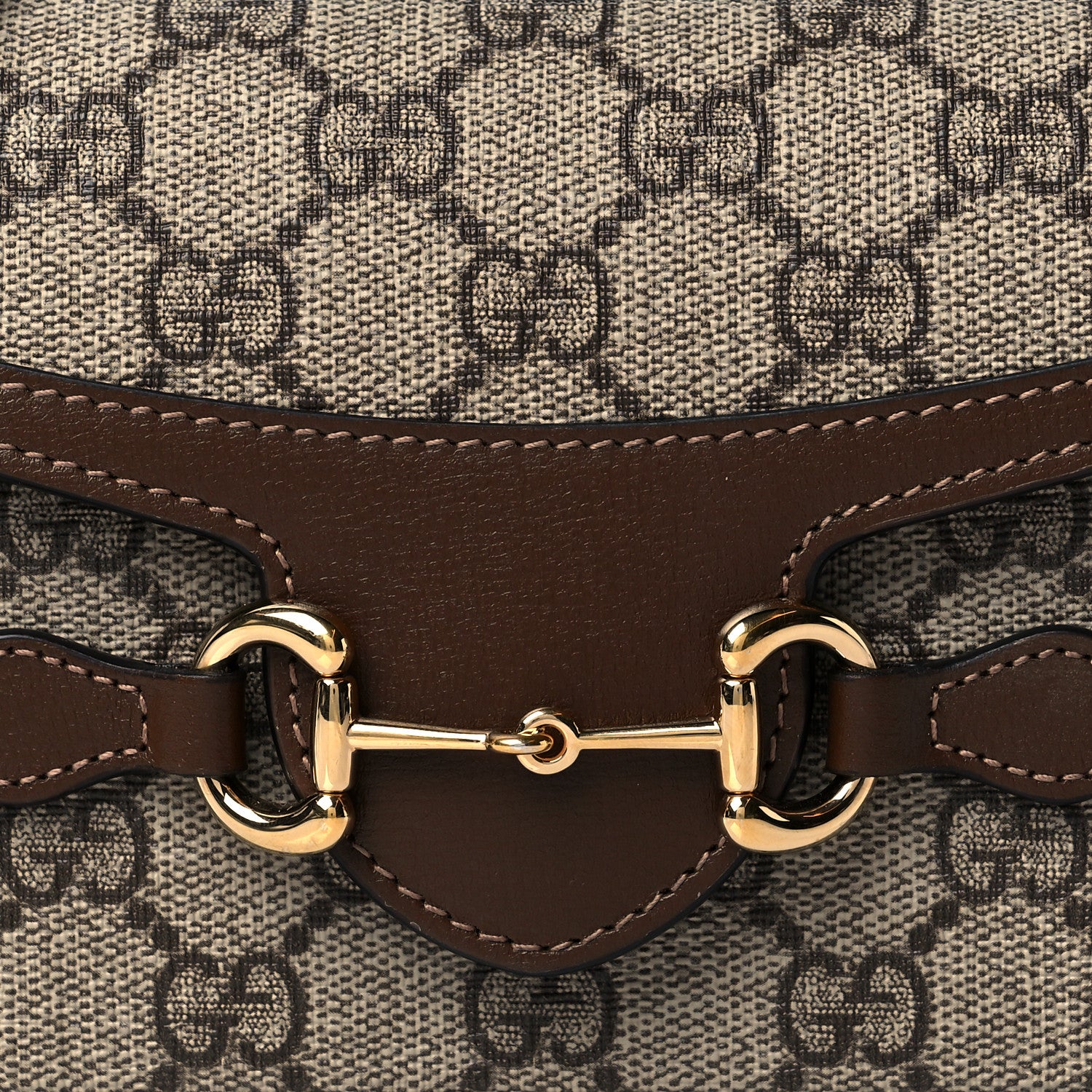 Gucci GG Supreme Monogram Mini Horsebit 1955 Shoulder Bag Beige Brown Sugar 7 of 9