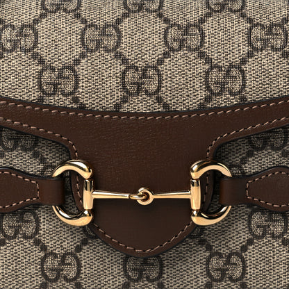 Gucci GG Supreme Monogram Mini Horsebit 1955 Shoulder Bag Beige Brown Sugar 7 of 9
