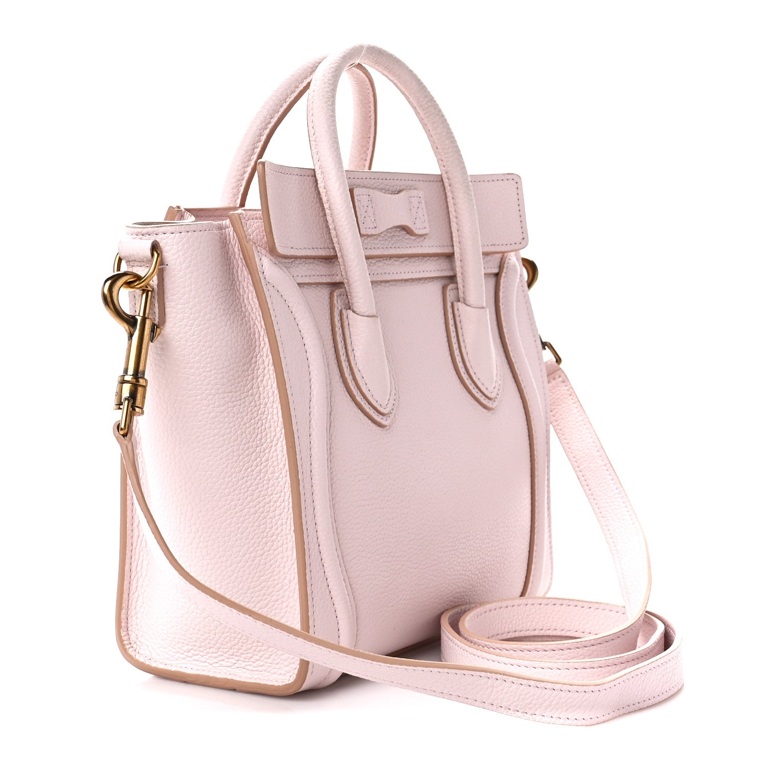 Celine Drummed Calfskin Nano Luggage Pale Pink 3 of 13
