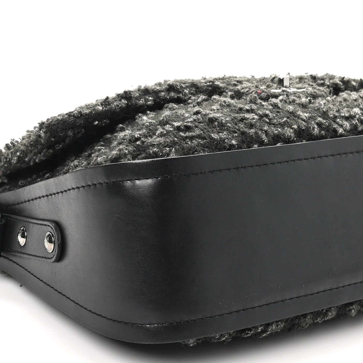 Chanel Tweed Maxi Single Flap Black Grey 9 of 11