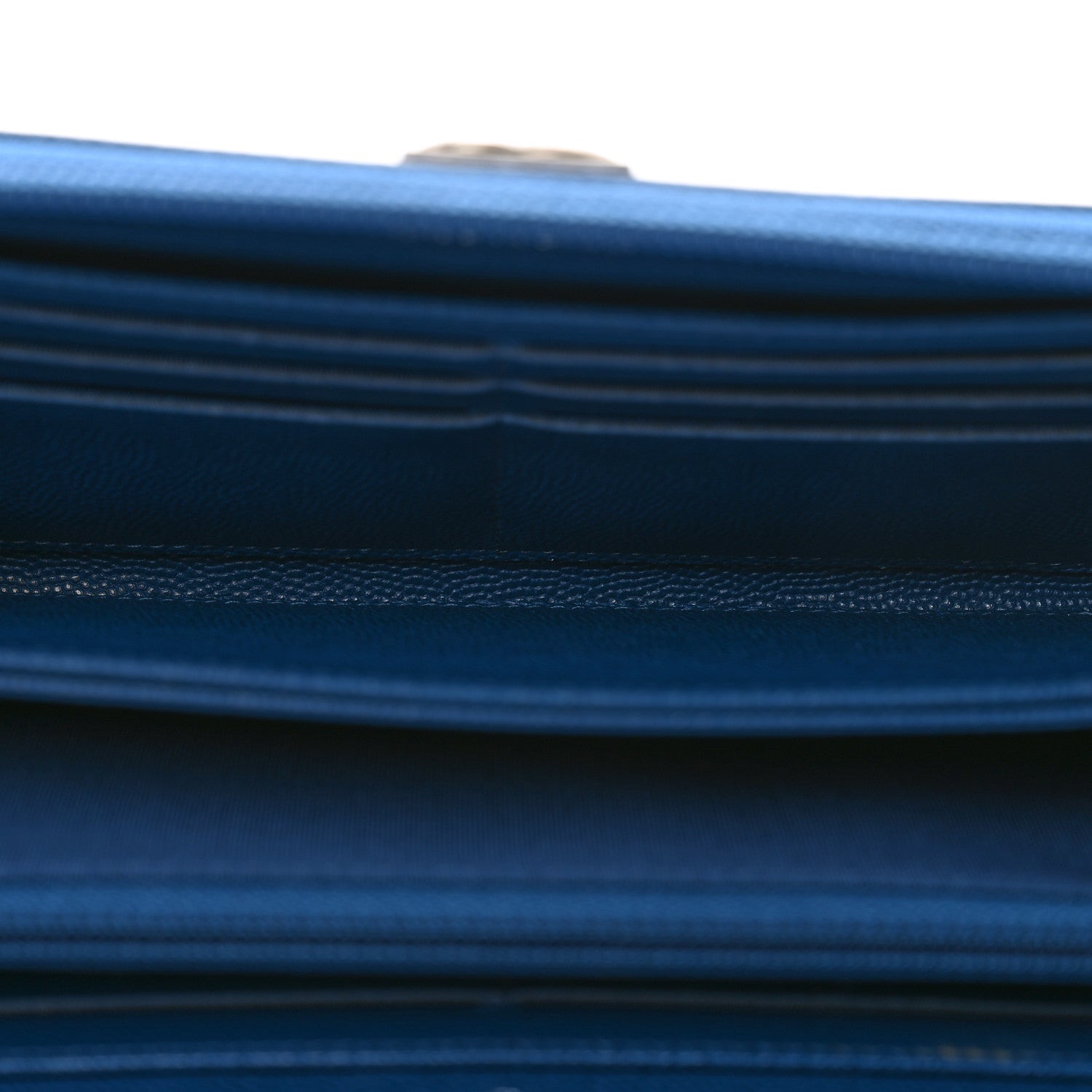 Chanel Caviar Quilted Large Boy Zip Around Wallet Blue 5 of 10