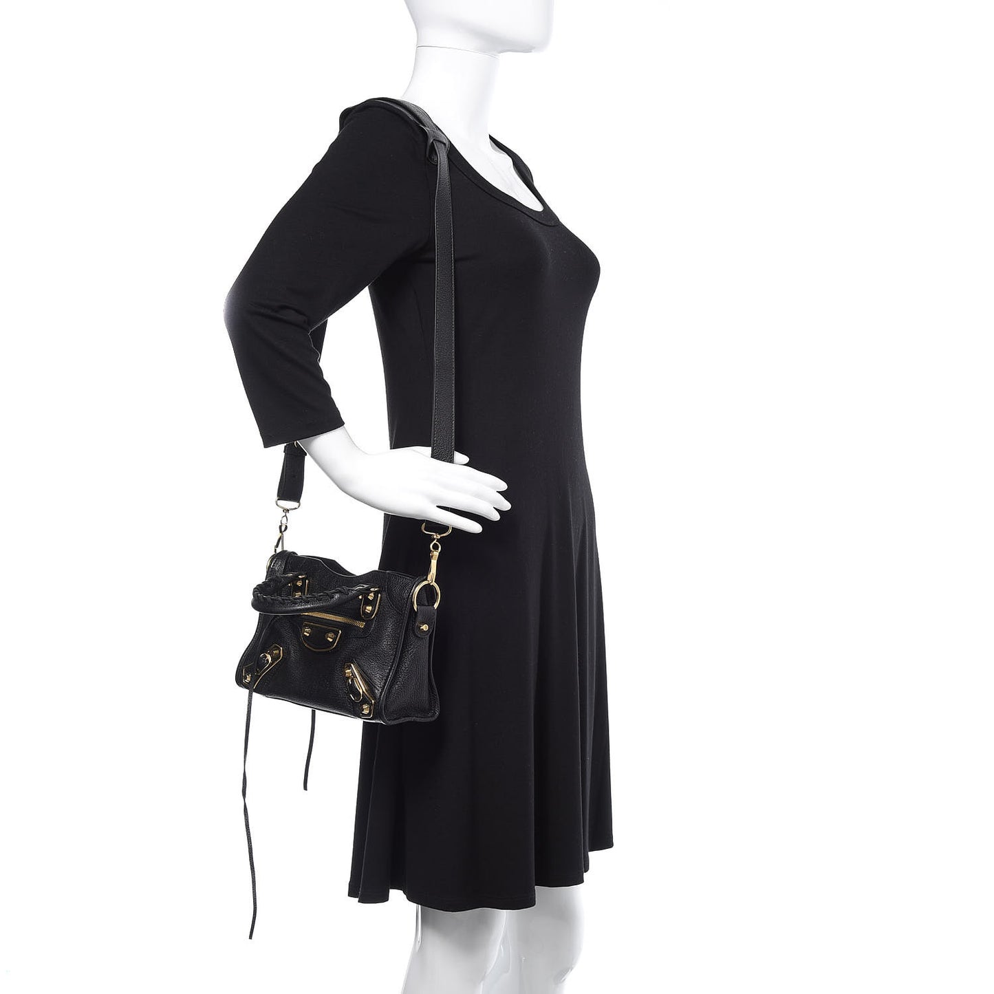 Chevre Gold Metallic Edge Hardware Mini City Black