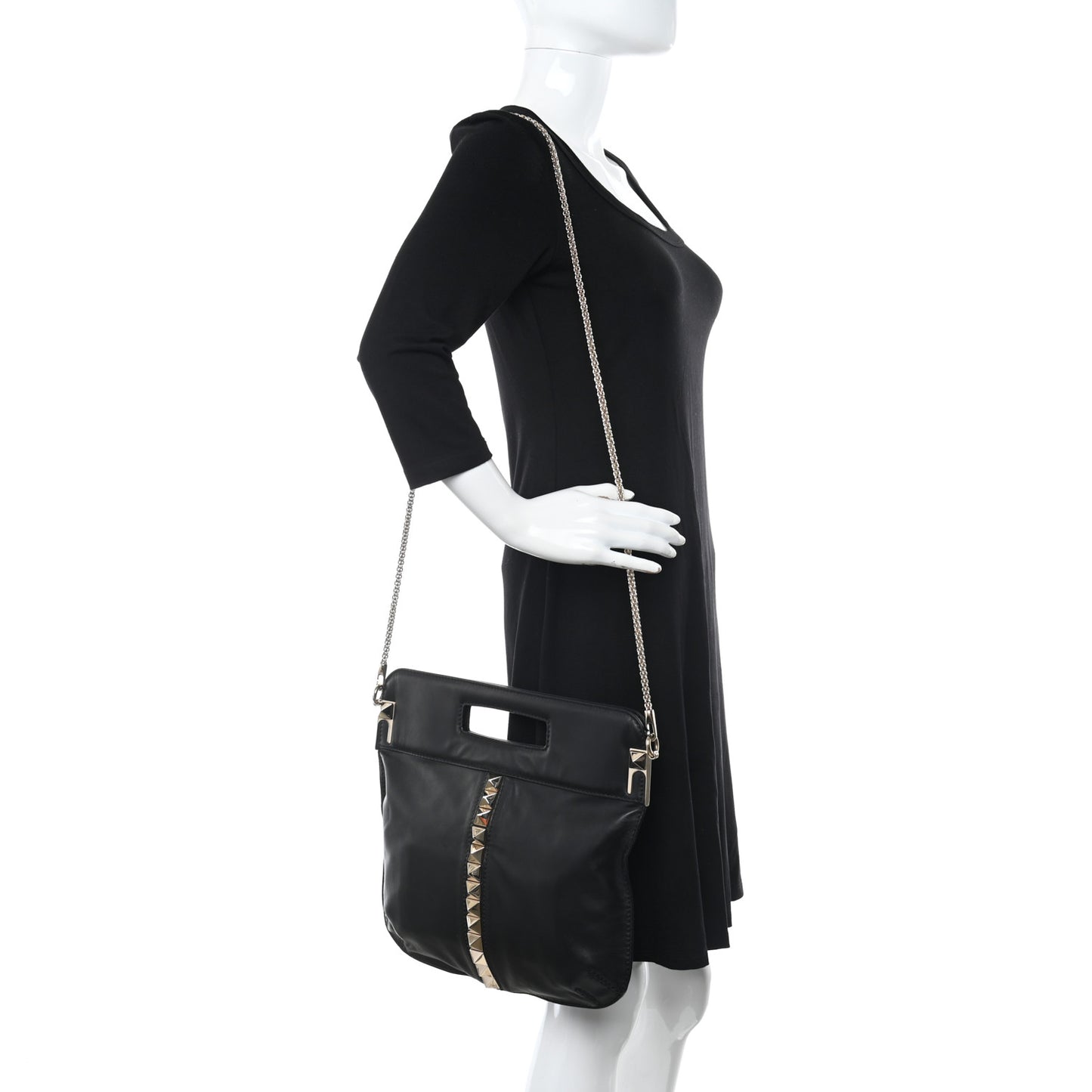 Nappa Va Va Voom Fold Over Chain Clutch Black