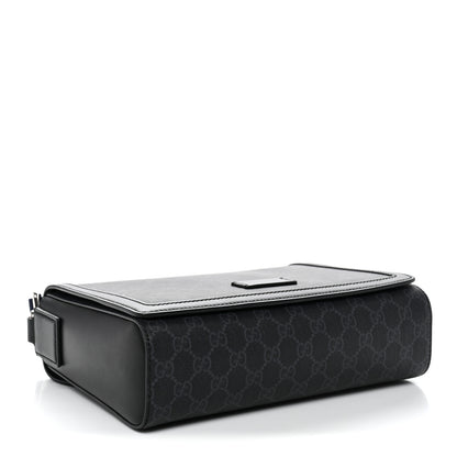 Gucci GG Supreme Monogram Appia Calfskin Web Crossbody Bag Black Grey 4 of 12