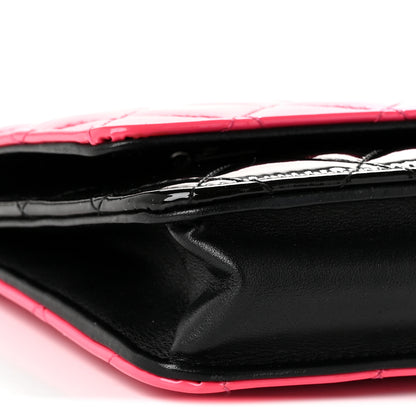 Chanel Patent Quilted Bi-Color Wallet On Chain WOC Pink Black 10 of 12
