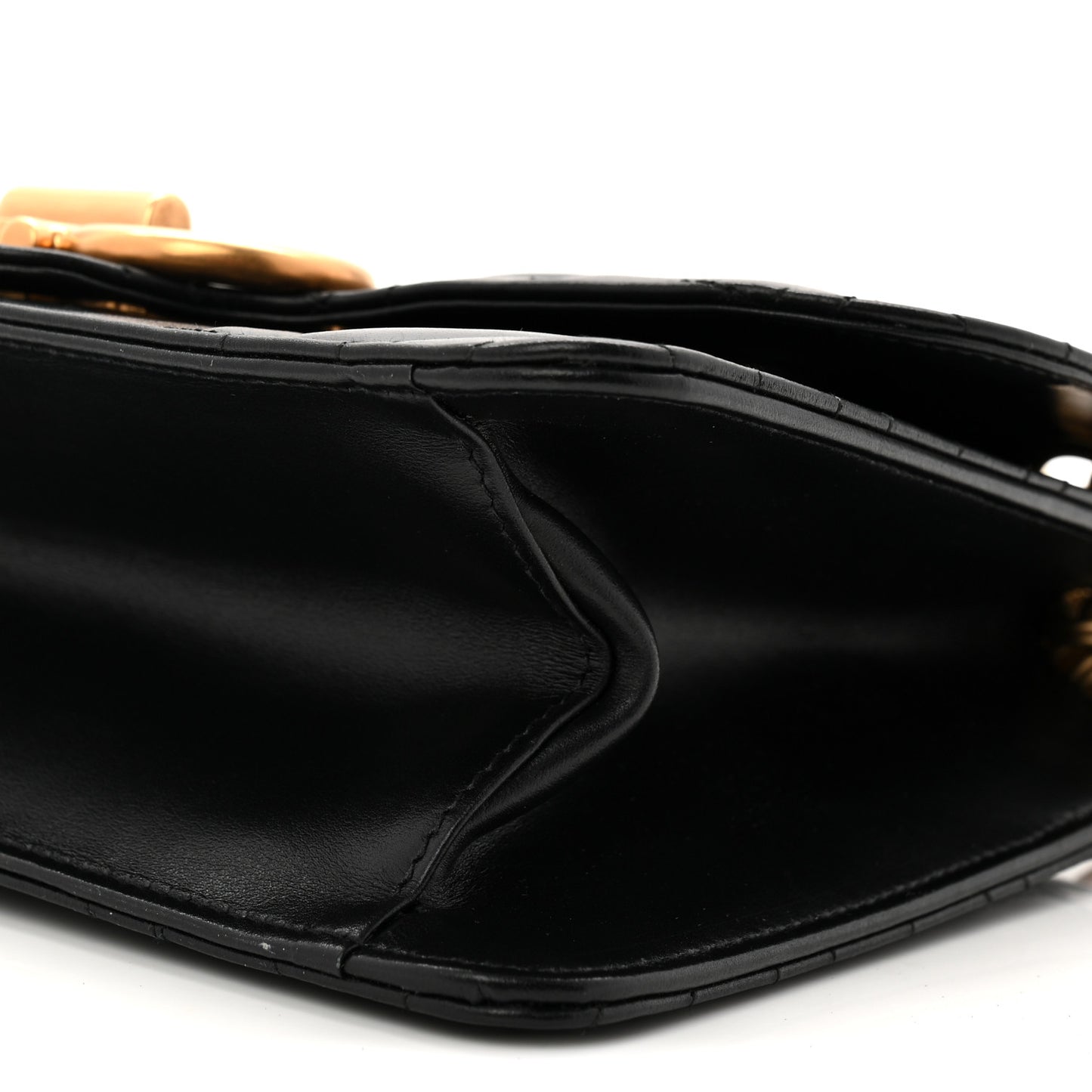 Calfskin Quilted Gancini Flap Bag Black