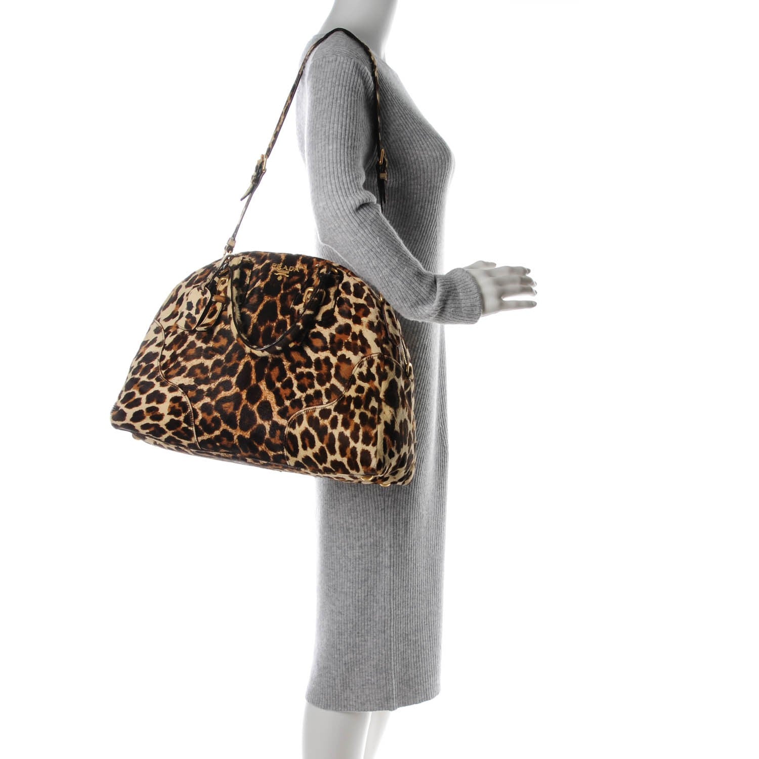Prada Calf Hair Leopard Print Bauletto 2 of 8