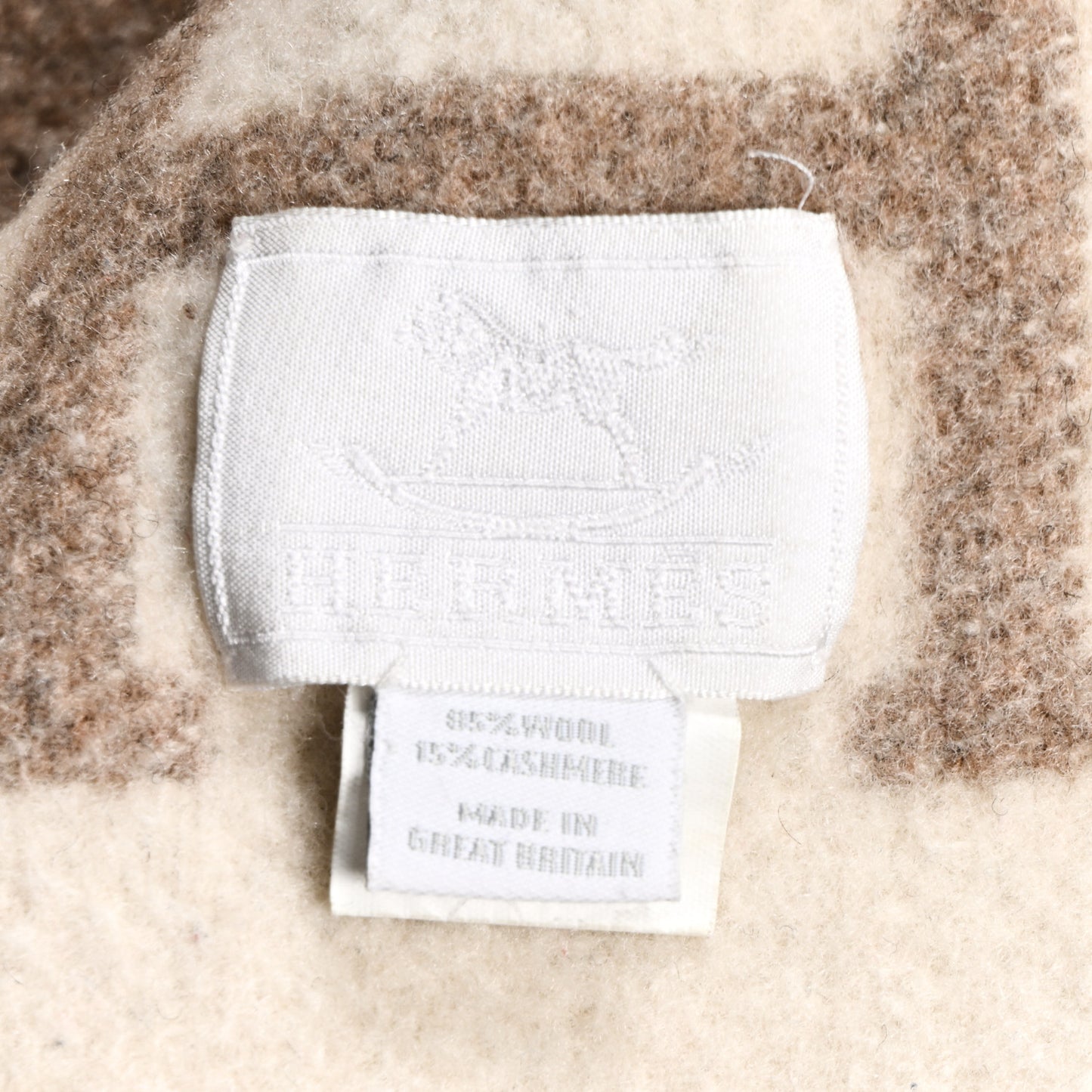 Wool Cashmere Avalon Baby Blanket Noisette Moyen White