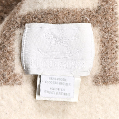Hermes Wool Cashmere Avalon Baby Blanket Noisette Moyen White 3 of 3