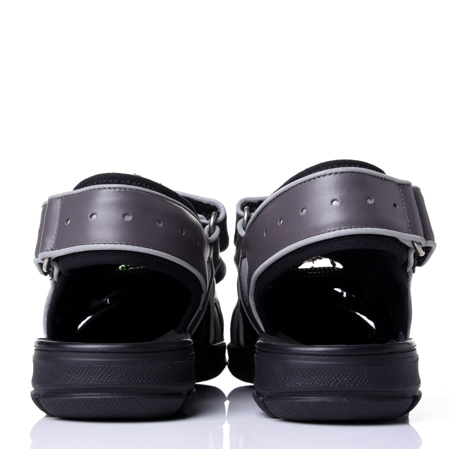 Mesh Fabric Tinsel Sport Sandals 35.5 Black Silver Green