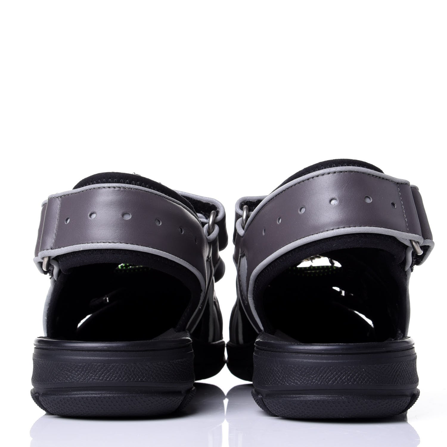 Gucci Mesh Fabric Tinsel Sport Sandals 35.5 Black Silver Green 6 of 10