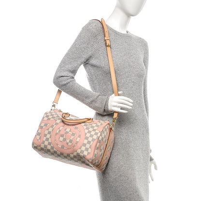 Louis Vuitton Damier Azur Tahitienne Speedy Bandouliere 30 Rose Ballerine 2 of 6