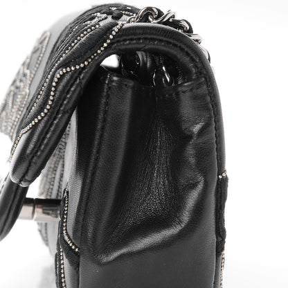 Chanel Lambskin Studded Camellia Embroidered Mini Rectangular Flap Black 9 of 13