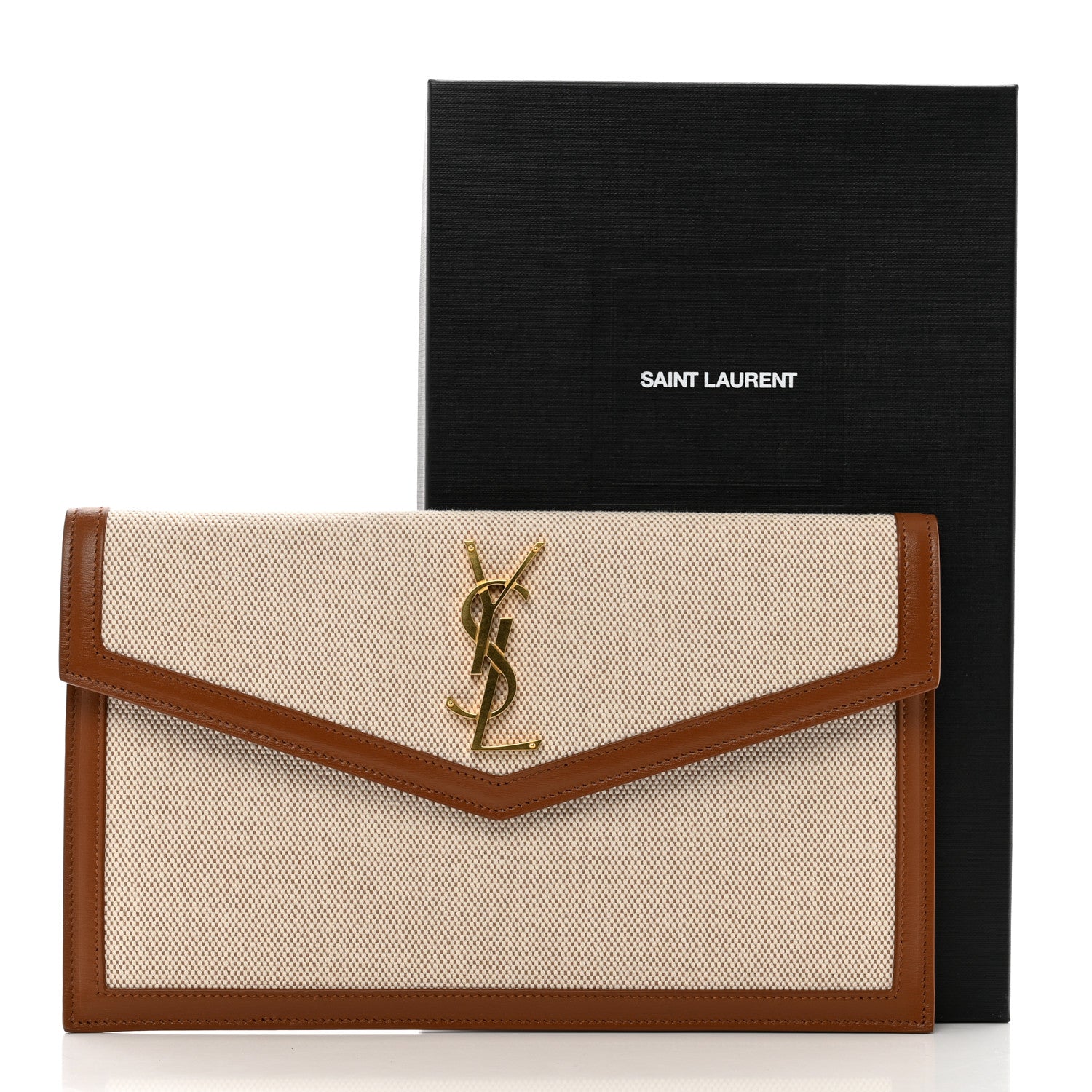 Saint Laurent Canvas Uptown Pouch Natural Beige Brick 8 of 8