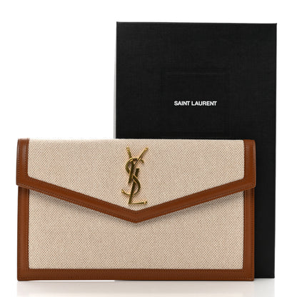 Saint Laurent Canvas Uptown Pouch Natural Beige Brick 8 of 8